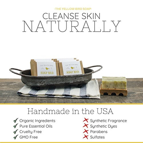 The Yellow Bird Natural Charcoal Soap Bar for Face, Body, Acne, Oily, and Sensitive Skin. (2 Bars)