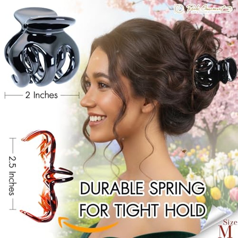 RC ROCHE Pumpkin Hair Clips for Women - 2 Pack, Black & Brown