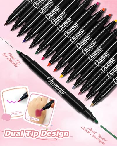 Temporary Tattoo Markers, 15 Dual-End Colors with 62 Stencils