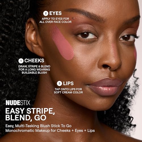 Nudestix Nudies Blush Stick ? 3-in-1 Cream Blush for Cheeks, Eyes & Lips with Built-In Brush | Soft Matte Finish for a Natural Flush