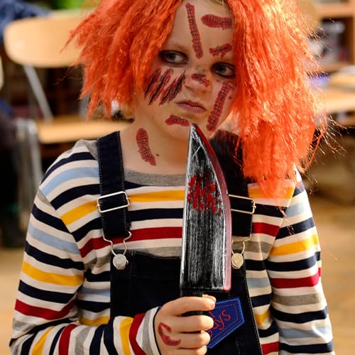 Fake Knife with Fake Blood & Tattoo Stickers Halloween Costume Props