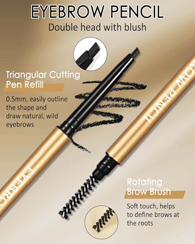 Eyebrow Pencil 12-Pack Retractable Ultra-Fine Waterproof