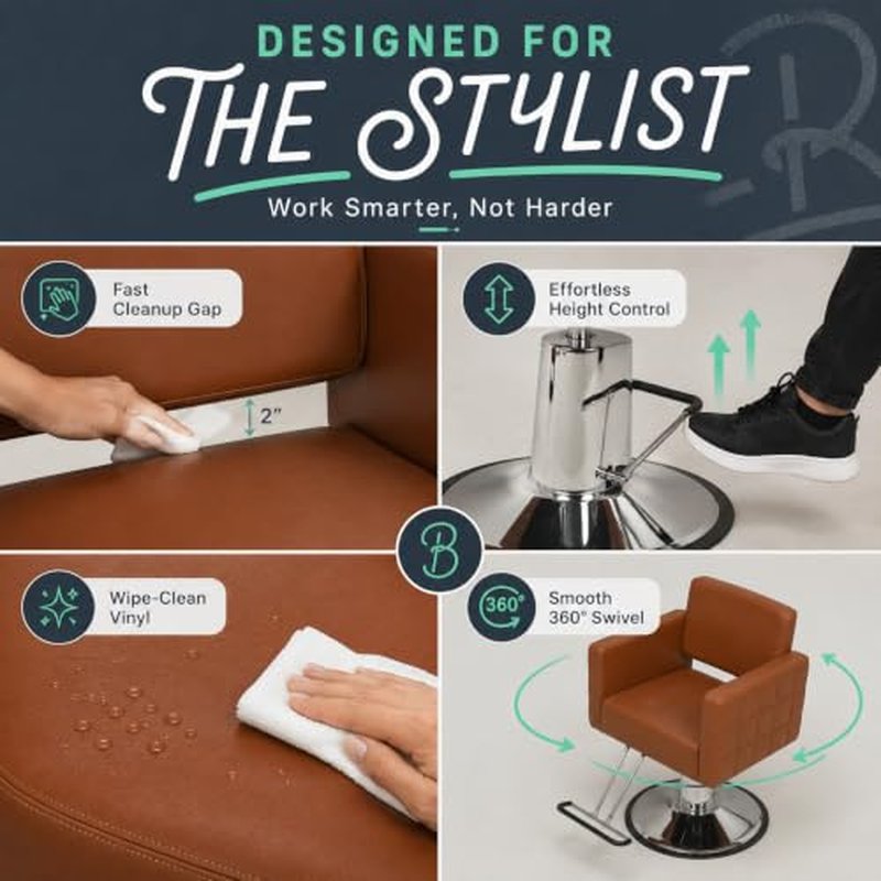Buy-Rite Icon Salon Styling Chair - Camel Vinyl Hydraulic