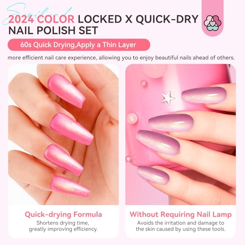 SAVILAND Fingernail Polish Set Quick Dry: 18 Color Pearl Nail Polish Set and Metallic Regular Nail Polish Kit with Base-Top Polish for Toe Nail DIY Home