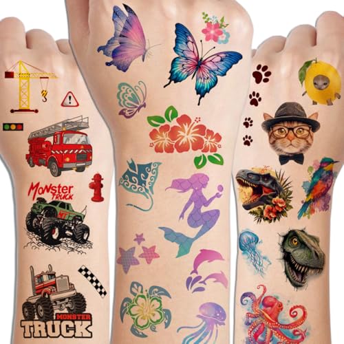 CHARLENT Temporary Tattoos for Kids - 320 Mixed Styles (36 Sheets)