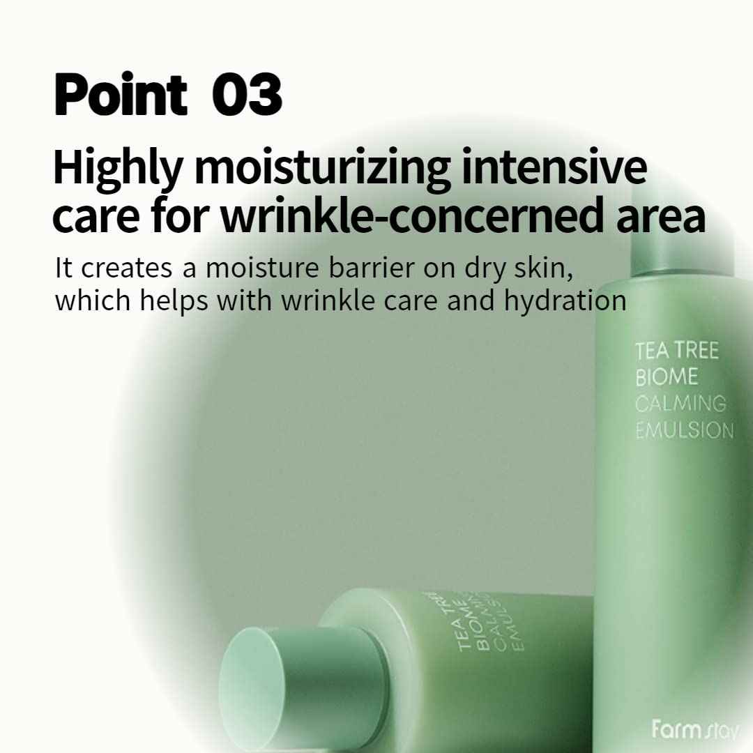 FARMSTAY TeaTree Biome Calming Emulsion -Daily Hydrating Face Moisturizer,Korean Skin Care,Calming and Soothing for Sensitive Skin,Strengthen Skin Barrier,for Women&Men,Teenagers6.76 Fl.Oz