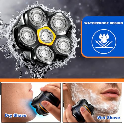Magnetic 6 Blades Head Shaver Replacement Heads for Many 6D Magnetic Electric Razor,Magnetic 6D Blade Head Compatible with Head Shavers for Bald Men. (2PCS)