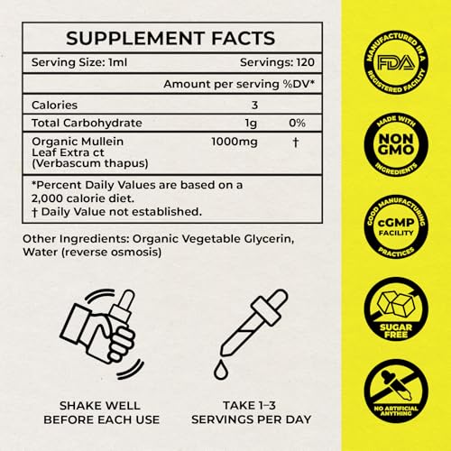 Inhale Mullein Drops - USDA Organic Lung & Bronchial Cleanse 4oz