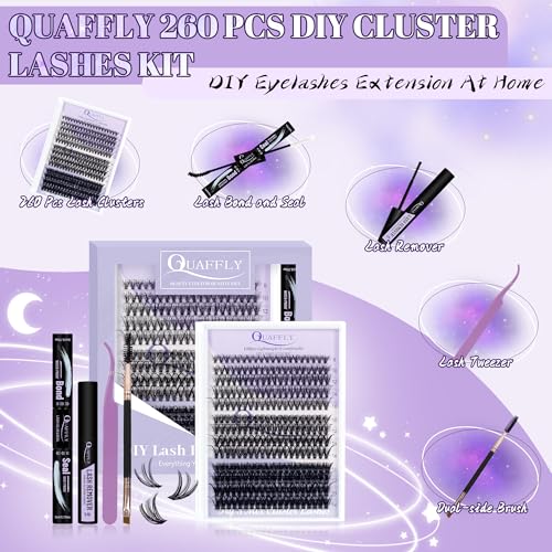 Lash Clusters Kit 30D 40D 60D - 260 Eyelash Clusters with Bond, Seal & Tools