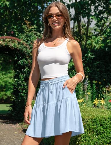 TARSE Womens Linen Wide Leg Skirt Pants Flowy Shorts Skort