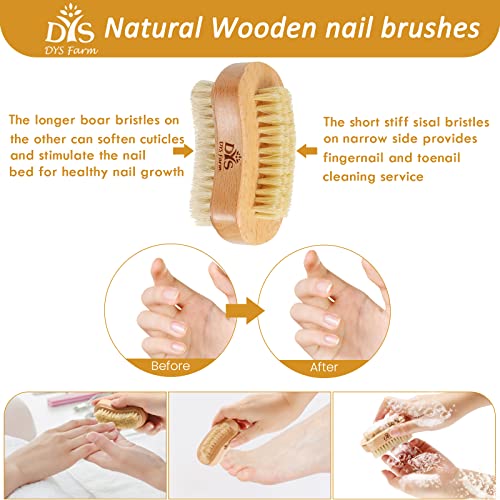 Natural Wooden Nail Brush Set with Boar Bristles for Hands & Feet