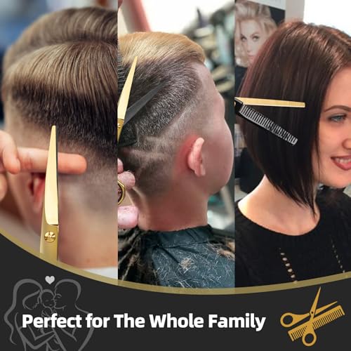 Ethyxe 2-Piece Black & Gold Professional Hair Cutting Scissors Set - 6.5 Inch