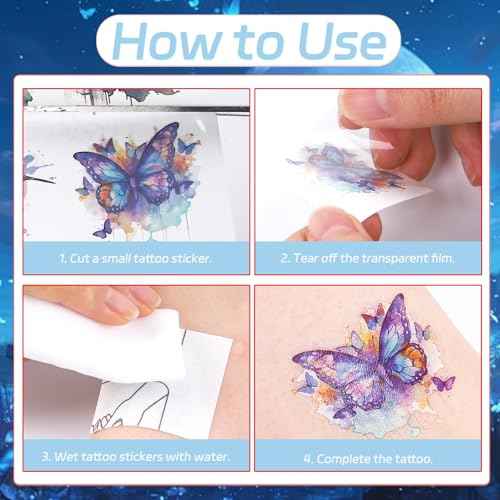 Blue Bow Temporary Tattoos - 200+ Blue Coquete Birthday Decorations Bow Themed Party Favors Ribbon Tattoo Stickers Gifts Wedding Birthday Bridal Shower Supplies Prizes Rewards for Girl Women