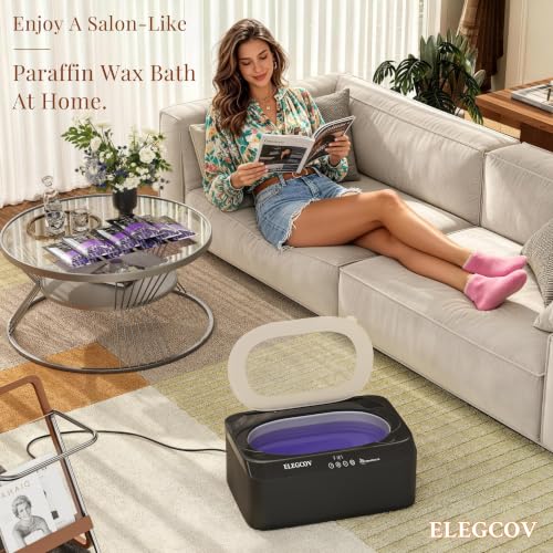 ELEGCOV Black Paraffin Wax Machine for Hands & Feet 4500ml Spa Kit