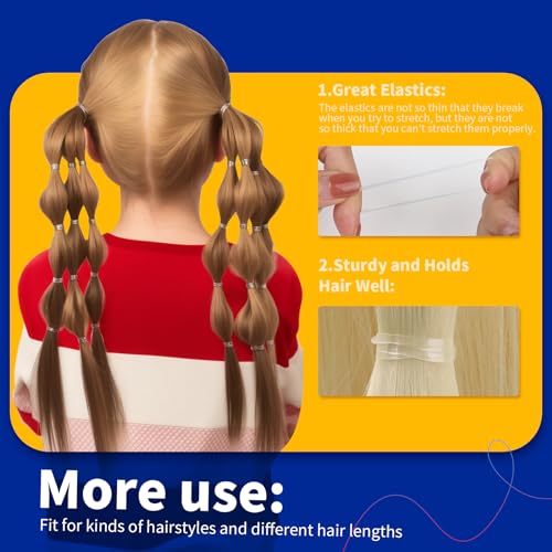 Teenitor Clear Elastic Hair Bands, 2000pcs - Mini Hair Ties