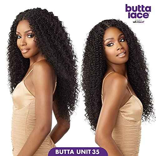 Sensationnel Butta Lace Wigs - Unit 35 Extra Wide 5 Inch Deep Parting Synthetic Preplucked Hairline Glueless Lacefront (1 JETBLACK)