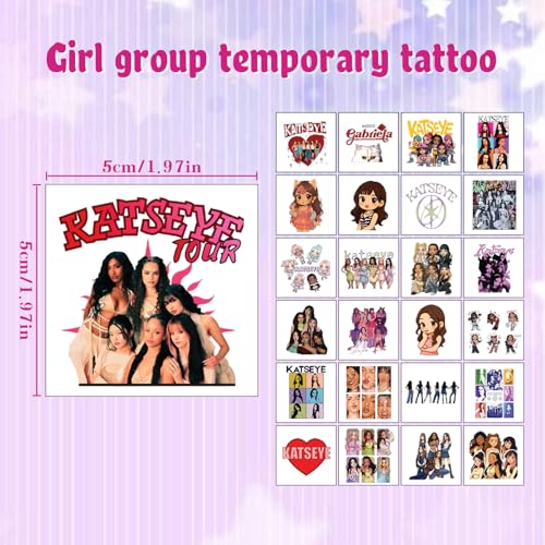 60Pcs Katseye Temporary Tattoos - Waterproof Fake Tattoo Stickers
