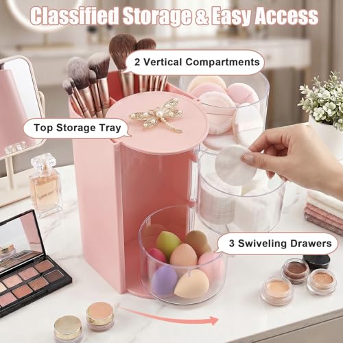 Marte Vanci 3-Tier Rotating Hair Accessory Organizer - Pink