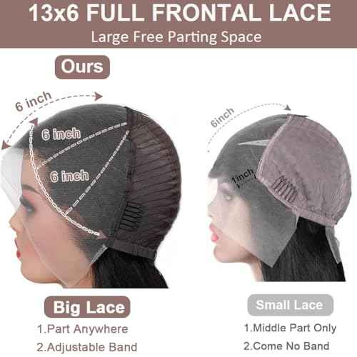 28 Inch 13x6 Lace Front Wigs Human Hair 200 Density HD Full Frontal Straight Lace Front Real Human Hair Wigs Pre Plucked for Women Tiny Knots No Tangle Minimal Shedding Longer Lifespan