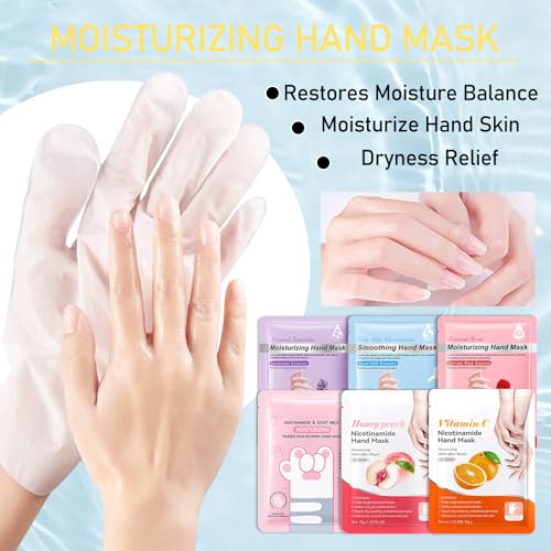 Hydrating Moisturizing Hand Mask Gloves for Dry Cracked Hands - 6 Pairs