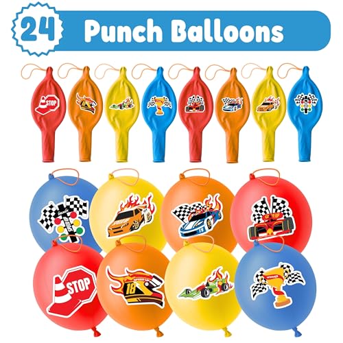 72-Piece Race Car Party Favors Pack | 24 Balloons & 48 Tattoos