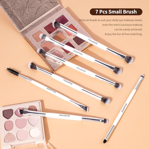 MAANGE Makeup Brush Set 23-In-12 Pcs Essential Foundation Makeup Brushes for Powder Concealers Eye Shadows Blush Make Up Brushes with Travel Makeup Case - Silver