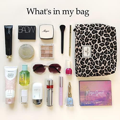 Leopard Makeup Bag Organizer - Large Canvas Toiletry Pouch