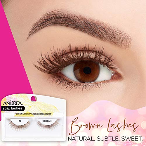 Andrea False Lashes Style 21 Brown - Natural Human Hair Lashes, 4 Pairs