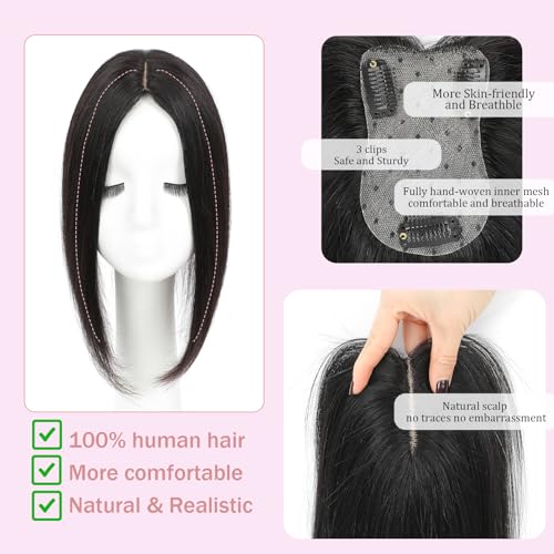 Molleas Hair Topper Real Human Hair with Clip-in Bangs