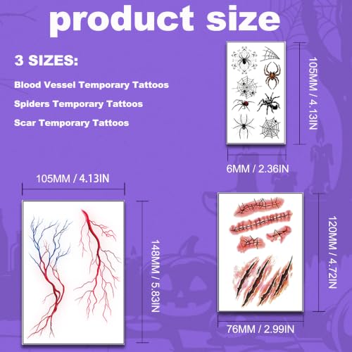 Zombie SFX Makeup Tattoos - 30 Sheets Halloween & Cosplay Scar Wounds
