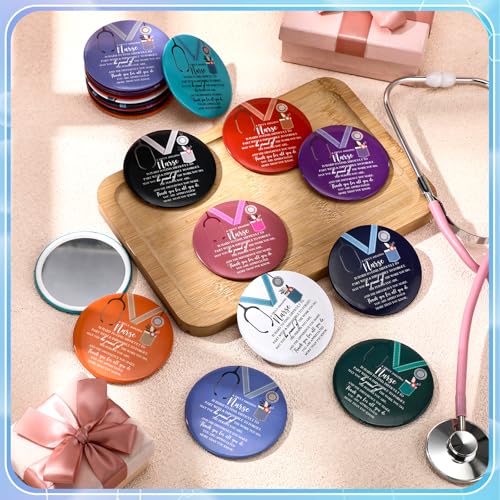 Geetery 50 Pcs Nurse Week Gifts Bulk Mini Compact Mirrors Nuese Appreciation Gifts Bulk for Women Portable Pocket Mirror Thank You for Nursing Practitioner Medical Female CNA (2.7 Inches,Classic)