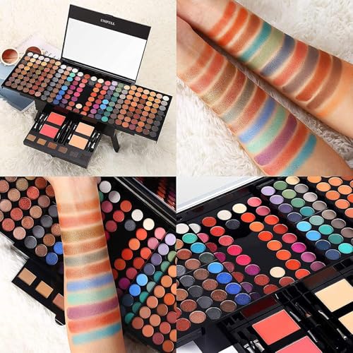 UNIFULL 190 Color Makeup Palette Kit with Eyeshadow, Brushes & Mirror