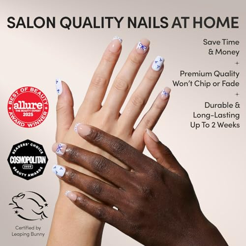 Glamnetic Press On Nails - Blue A Kiss | Short Squoval Design Kit