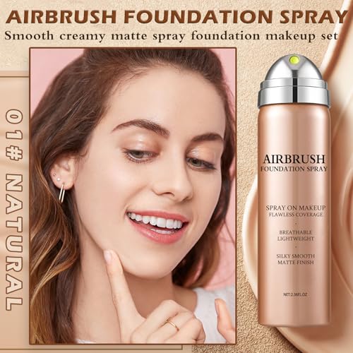 Airbrush Foundation Makeup - Full Coverage, Moisturizing Formula