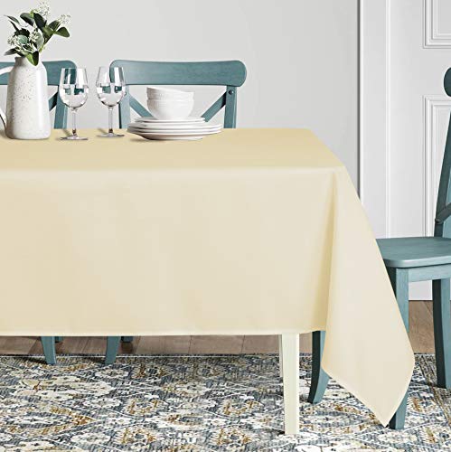 sancua Square Tablecloth - 54 x 54 Inch - Stain and Wrinkle Resistant Washable Polyester Table Cloth, Decorative Fabric Table Cover for Dining Table, Buffet Parties and Camping, Beige