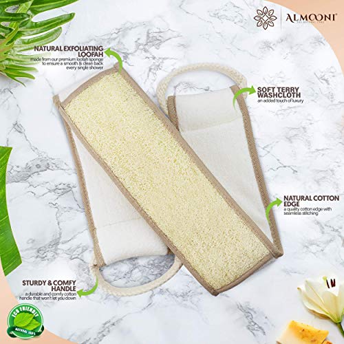 Premium Exfoliating Loofah Pad Body Scrubber, Back Loofah Scrubber, Loofah Pad, and Facial Loofah Bundle, Made with Natural Egyptian Shower Loofah Sponge That Gets Your Body Clean