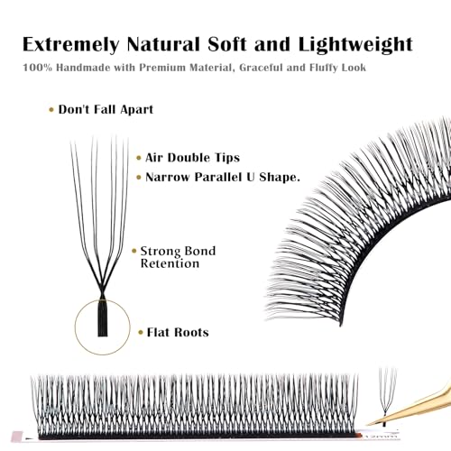 8D U Shaped Eyelash Extensions - 1400 Bundles Premade Fans
