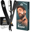 Utopia Care Stainless Steel Straight Razor with 100 Blades, Black Handle, Professional Barber & Grooming Tool