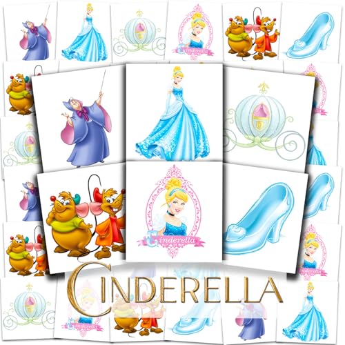 Cinderella Temporary Tattoos 72-Pack Party Favors for Kids