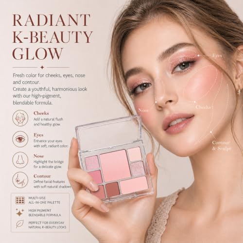 All-in-One Makeup Palette - 6 Eyeshadow, Blush & Contour