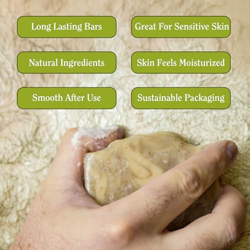 CompassSoap Natural Soap for Men | Skin-Friendly, Hand Made Soap Bar Gift Set | Best Exfoliating and Cleansing Bar Soap for Men | 5 Oz. Variety Pack of 5