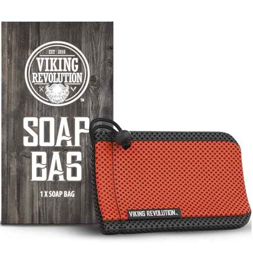 Viking Revolution Soap Bag with Drawstring - Mesh Soap Savers for Bars - Red Mesh Exfoliating Body Scrubber - Creates Rich Lather, Hang to Dry, Ready for the Next Scrub (5.9"x3.7", 1 Piece)