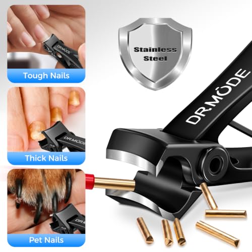 Black DRMODE Heavy Duty Nail Clippers for Thick Nails, 16mm Wide Jaw, 2 Pack