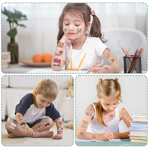 100 Days of School Temporary Tattoos - 200+ Stickers