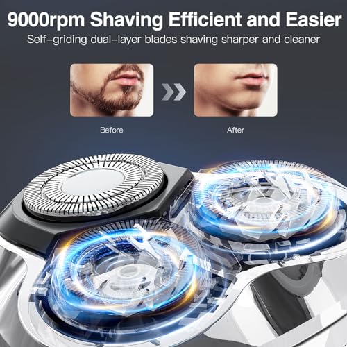 Electric Razor for Men, 90Min Long-Lasting Shaver with 4D Floating Head & LCD Display, Ultra Smooth for Sensitive Skin, IPX6 Waterproof, USB-C Fast Charge, with Travel Case - Ideal Gift