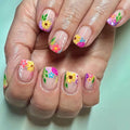 Short Square Press On Nails 24Pc with Flower Dots & French Tip