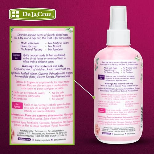 De La Cruz Pure Rose Water Body Mist - 8 fl oz
