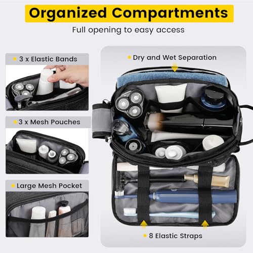 Vorspack Black Medium Travel Toiletry Bag with Organized Compartments