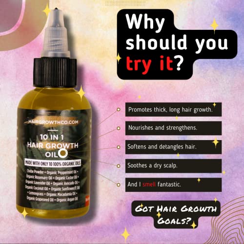 (2-Pack) 10 in 1 Hair Growth Oil (2 Oz) | Formulated With African Chebe Powder For Extreme Hair Growth, 2 Fl Oz (Pack of 1), 2.0 ounces