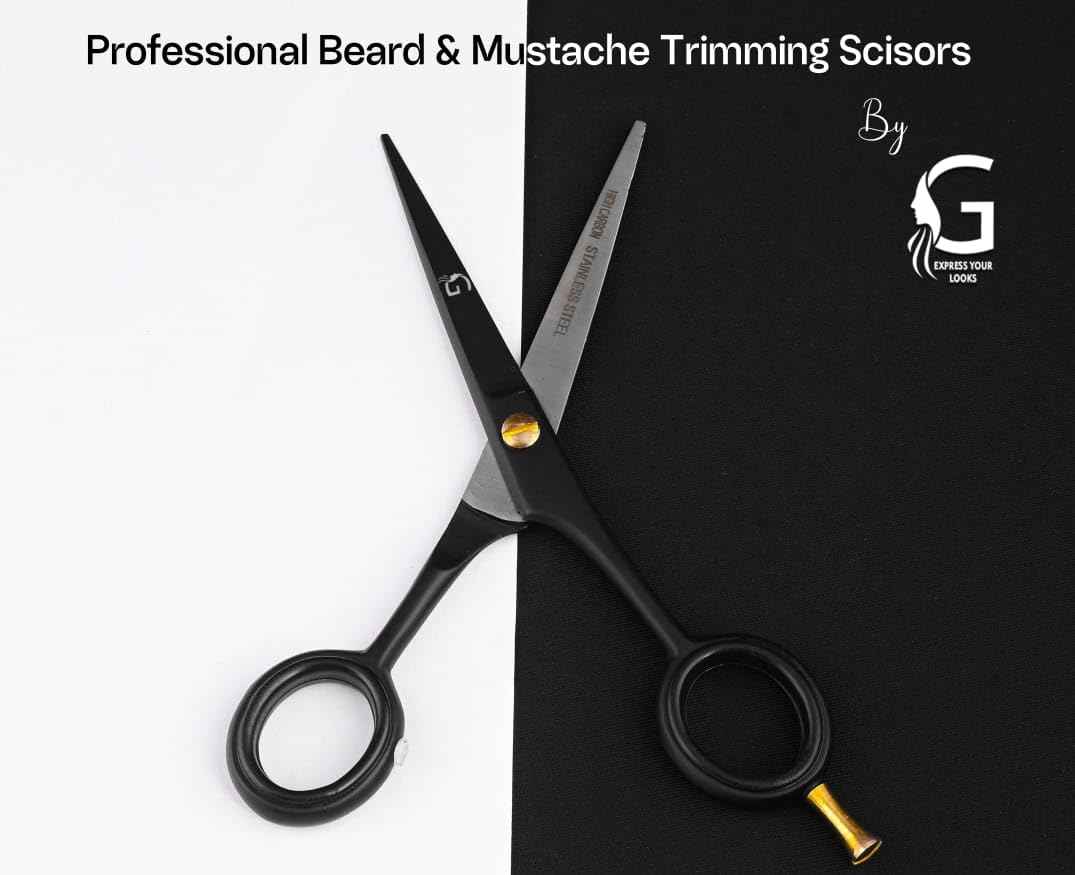 5” Professional Beard Mustache Scissors with 1 Beard Comb, 1 Mustache Comb - Prefect Mustache Trimming Scissors for All Facial Hair – Grooming Scissors for Men